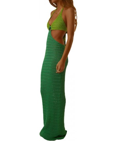 Women Sexy Dress Hollow Out Spaghetti Strap Bodycon Halter Backless Maxi Dress Cut Out Split Cocktail Clubwear I Green $9.68 ...