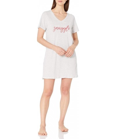 Women's V-Neck Oversized Sleep Shirt Standard Light Grey Heather "Snuggle is Real $8.39 Sleep & Lounge