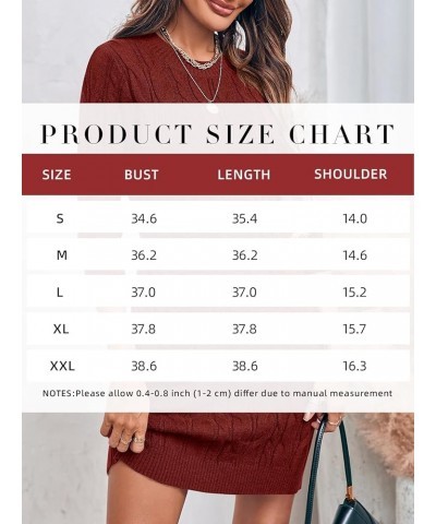 Womens 2023 Crewneck Sweater Dress Cable Knit 3/4 Sleeve Solid Color Long Pullover Mini Dress Army Green $16.19 Sweaters