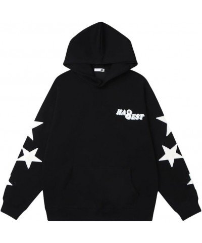 Y2K Unisex Streetwear - Star Hoodies for Men - Goth Hoodies for Women - Oversized Graphic Hoodie Black $28.04 Hoodies & Sweat...