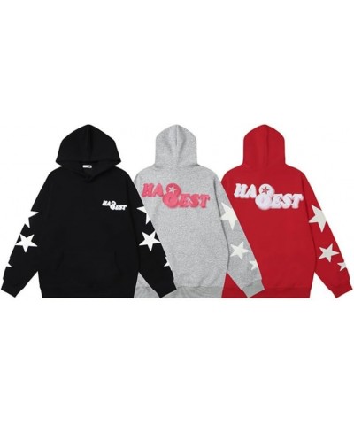 Y2K Unisex Streetwear - Star Hoodies for Men - Goth Hoodies for Women - Oversized Graphic Hoodie Black $28.04 Hoodies & Sweat...