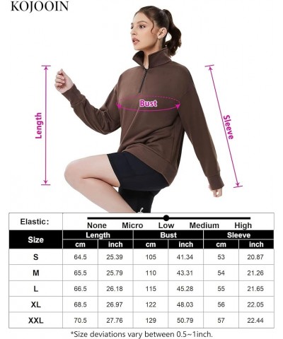 Womens 1/4 Zip Pullover Long Sleeve Sweatshirt Quarter Zip Hoodies Brown $19.37 Hoodies & Sweatshirts