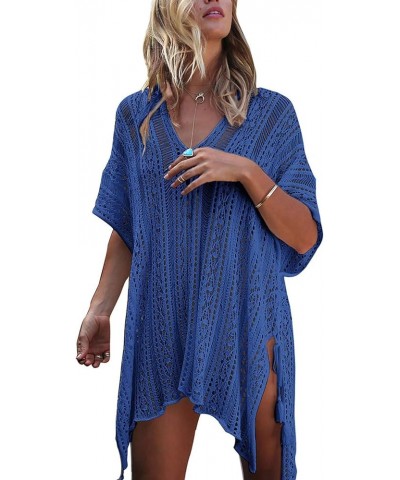 Swimsuit Cover Ups for Women V Neck Loose Beach Bathing Suit Cover Up Blue $14.99 Swimsuits