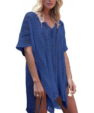 Swimsuit Cover Ups for Women V Neck Loose Beach Bathing Suit Cover Up Blue $14.99 Swimsuits