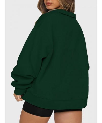 Womens Plus Size Half Zip Pullover Long Sleeve Oversized Sweatshirt Drop Shoulder Hoodie Teen Girls Y2K Clothes Darkgreen $17...