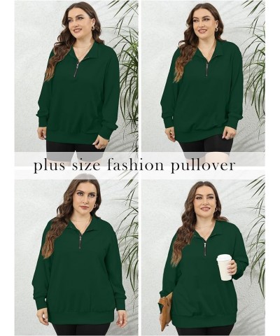 Womens Plus Size Half Zip Pullover Long Sleeve Oversized Sweatshirt Drop Shoulder Hoodie Teen Girls Y2K Clothes Darkgreen $17...