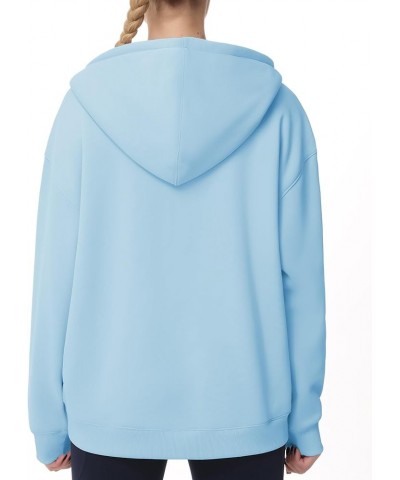 Women's Fleece Zip Up Hoodies Oversized Workout Sweatshirt Tops Basic Long Sleeve Jackets with Pockets Light Blue $14.69 Acti...