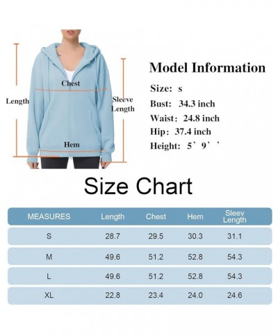 Women's Fleece Zip Up Hoodies Oversized Workout Sweatshirt Tops Basic Long Sleeve Jackets with Pockets Light Blue $14.69 Acti...