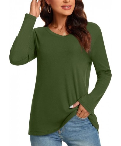 Womens Tunic Tops Fashion Long Sleeve Sweatshirt Casual T-Shirt Loose Blouse Basic Pullover V Long Army Green $12.38 Hoodies ...