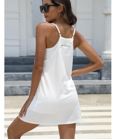 Women's Summer Sleeveless Mini Dress Adjustable Straps Tennis Dress Built-in Bra & Shorts Athletic Short Dress White $21.44 A...