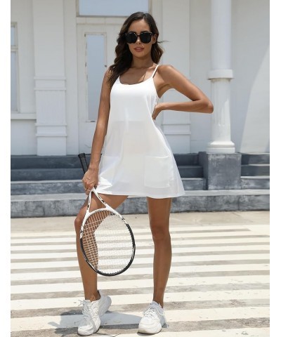 Women's Summer Sleeveless Mini Dress Adjustable Straps Tennis Dress Built-in Bra & Shorts Athletic Short Dress White $21.44 A...