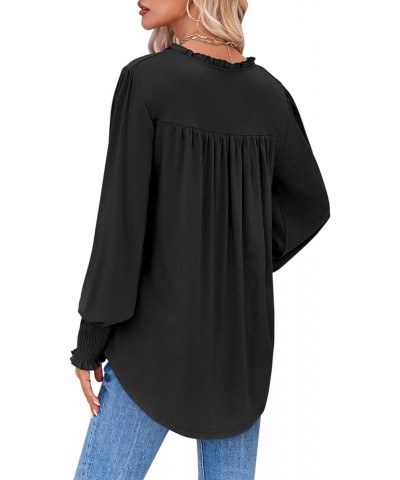 Womens Tunics Tops V Neck High Low Asymmetrical Long Sleeve Shirts Casual Loose Fit Tees Blouses Black $18.28 Tops