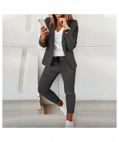 Business Casual Outfits for Women 2 Piece Sets Long Sleeve Work Office Jackets Blazers Fall Fashion Pant Suits for Women C-da...