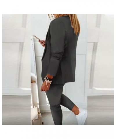 Business Casual Outfits for Women 2 Piece Sets Long Sleeve Work Office Jackets Blazers Fall Fashion Pant Suits for Women C-da...