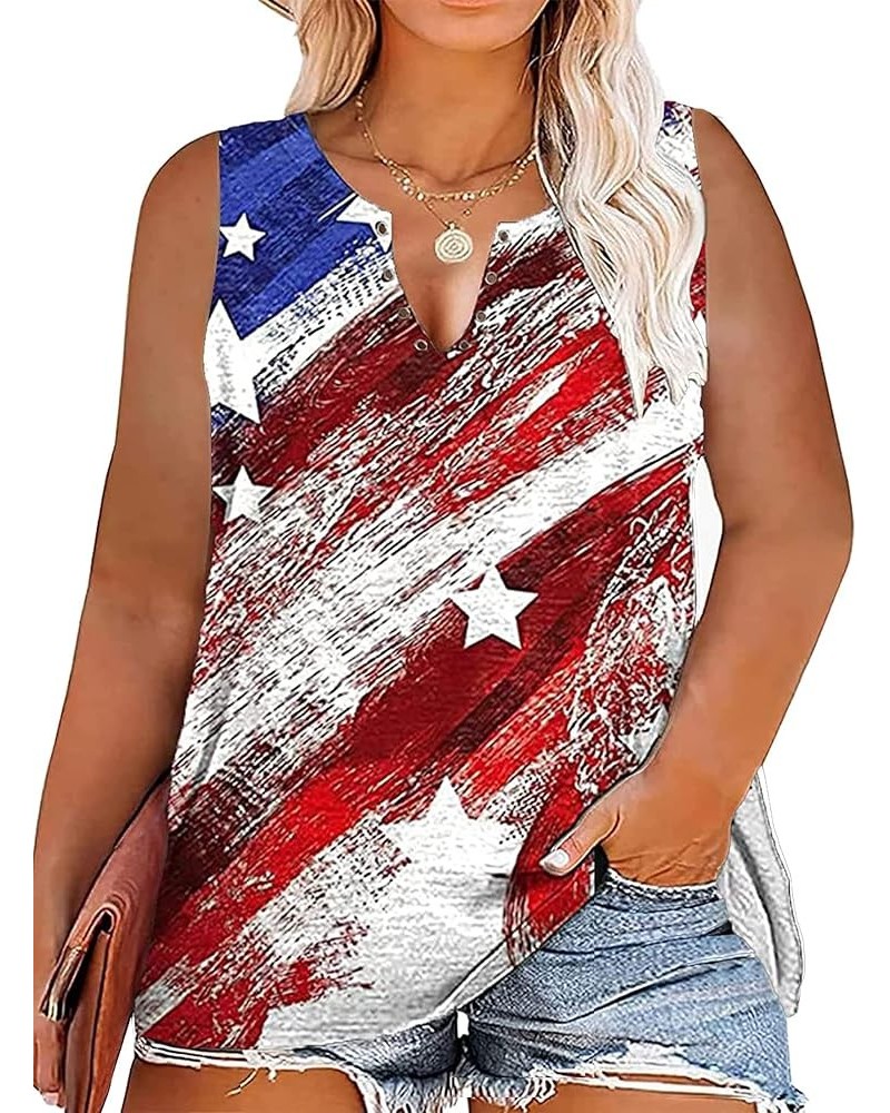 Plus-Size We The People 1776 Tank Top Summer Ring Hole V Neck Shirt Women 4th of July Tanks American Flag Sleeveless Tee Red ...