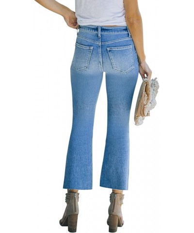 Women's High Waisted Crop Flare Jeans for Women Cropped Bell Bottom Jeans for Women Denim Pants with Live Hem A Light Blue $1...