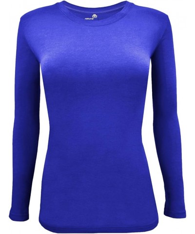 Women's Under Scrub Tee Crew Neck Long Sleeve T-Shirt True Royal Blue $8.81 T-Shirts