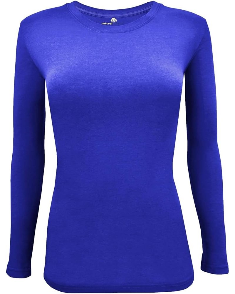 Women's Under Scrub Tee Crew Neck Long Sleeve T-Shirt True Royal Blue $8.81 T-Shirts