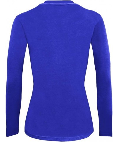 Women's Under Scrub Tee Crew Neck Long Sleeve T-Shirt True Royal Blue $8.81 T-Shirts