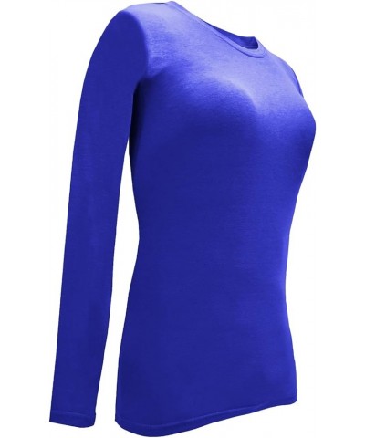 Women's Under Scrub Tee Crew Neck Long Sleeve T-Shirt True Royal Blue $8.81 T-Shirts