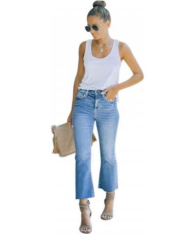 Women's High Waisted Crop Flare Jeans for Women Cropped Bell Bottom Jeans for Women Denim Pants with Live Hem A Light Blue $1...