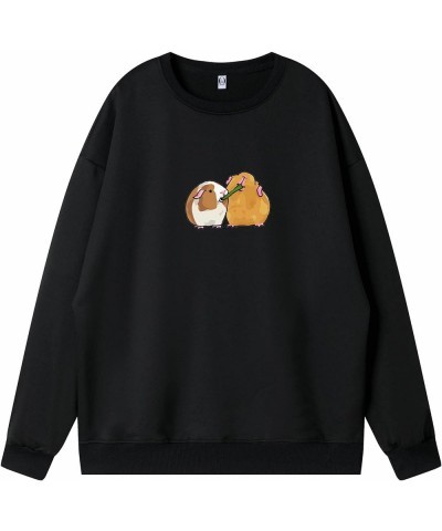 Guinea Pig Sweatshirt Crewneck Cotton Hoodie for Women Aesthetic Oversized Tops for Teen Girls Pullover Soft Clothes Black $8...