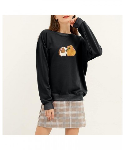 Guinea Pig Sweatshirt Crewneck Cotton Hoodie for Women Aesthetic Oversized Tops for Teen Girls Pullover Soft Clothes Black $8...