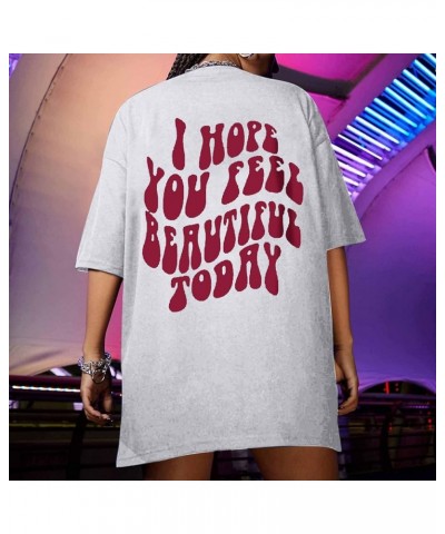 Women T-Shirts Oversized Graphic Funny Letter Printed Tunic Tops Casual Short Sleeve Drop Shoulder Blouse Loose Tee 3-white $...