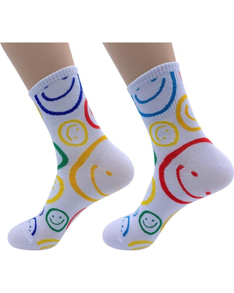 MK SOCKS Cotton Stripe Athletic Sports Running Retro Cute Matching School Crew Socks For Men/Women Red,yellow $12.49 Socks