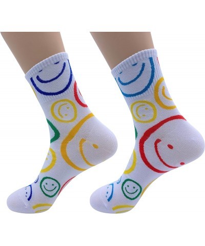 MK SOCKS Cotton Stripe Athletic Sports Running Retro Cute Matching School Crew Socks For Men/Women Red,yellow $12.49 Socks