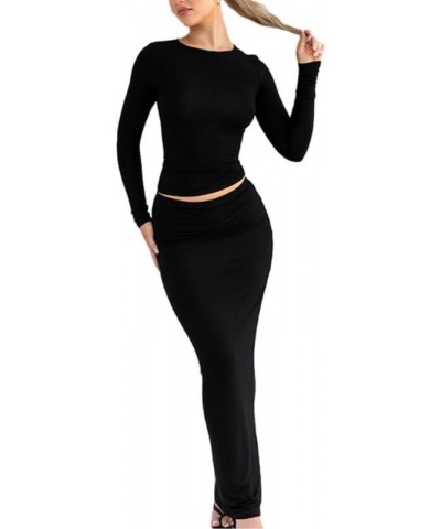 Y2k 2 Piece Maxi Skirt Set for Women Sexy Bodycon Sleeveless Crop Top High Waist Long Skirts Going Out Outfit C-a Long Sleeve...