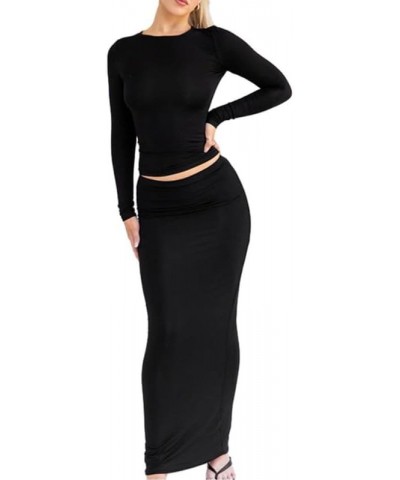 Y2k 2 Piece Maxi Skirt Set for Women Sexy Bodycon Sleeveless Crop Top High Waist Long Skirts Going Out Outfit C-a Long Sleeve...