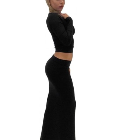 Y2k 2 Piece Maxi Skirt Set for Women Sexy Bodycon Sleeveless Crop Top High Waist Long Skirts Going Out Outfit C-a Long Sleeve...