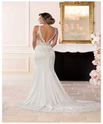 Women's Long Lace Wedding Dress for Bride Mermaid Beach Wedding Bridal Gowns RWD70 Wd04-white $52.50 Dresses