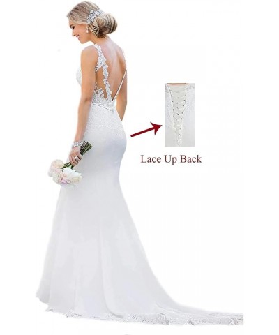 Women's Long Lace Wedding Dress for Bride Mermaid Beach Wedding Bridal Gowns RWD70 Wd04-white $52.50 Dresses