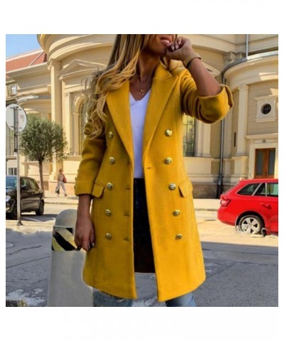 Trench Coats for Women Long Coat Fall/Winter Fashion 2023 Peacoat Womens Lapel Jackets Shackets Plus Size 05 Yellow $13.10 Coats