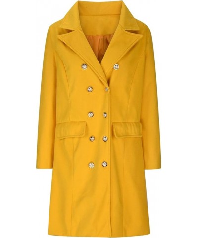 Trench Coats for Women Long Coat Fall/Winter Fashion 2023 Peacoat Womens Lapel Jackets Shackets Plus Size 05 Yellow $13.10 Coats