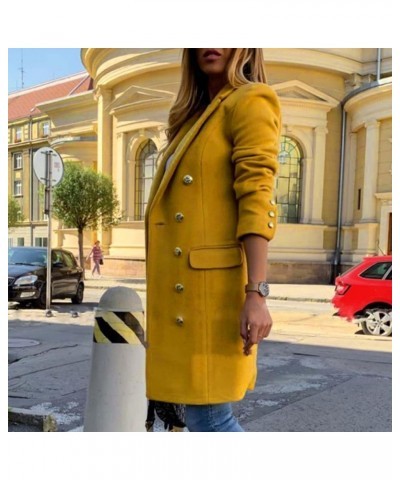 Trench Coats for Women Long Coat Fall/Winter Fashion 2023 Peacoat Womens Lapel Jackets Shackets Plus Size 05 Yellow $13.10 Coats