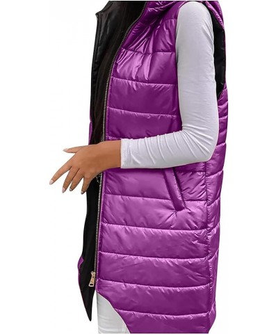 Long Puffer Vest for Womens Sleeveless with Hood Long Down Vest with Stand Collar Thick Hooded Sleeveless Long Coats Jacket B...