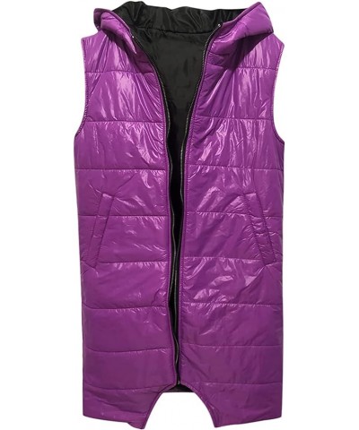 Long Puffer Vest for Womens Sleeveless with Hood Long Down Vest with Stand Collar Thick Hooded Sleeveless Long Coats Jacket B...