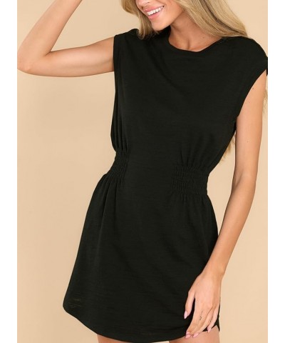 Women's 2024 Spring Summer Dress Fashion Casual Basic Short Sleeve Dresses A Black $11.76 Dresses