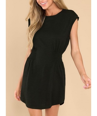 Women's 2024 Spring Summer Dress Fashion Casual Basic Short Sleeve Dresses A Black $11.76 Dresses