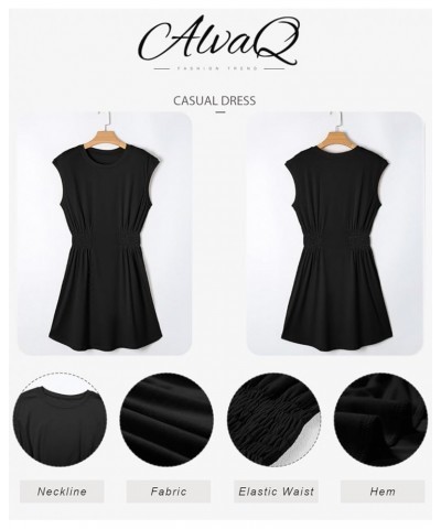 Women's 2024 Spring Summer Dress Fashion Casual Basic Short Sleeve Dresses A Black $11.76 Dresses