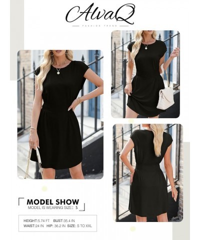 Women's 2024 Spring Summer Dress Fashion Casual Basic Short Sleeve Dresses A Black $11.76 Dresses