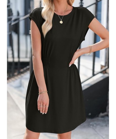 Women's 2024 Spring Summer Dress Fashion Casual Basic Short Sleeve Dresses A Black $11.76 Dresses