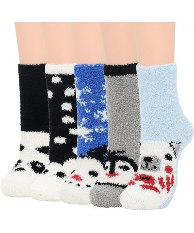 Womens Fuzzy Socks Winter Warm Fluffy Socks Athletic Outdoor Sports Socks 5 Pack Animals $7.64 Socks