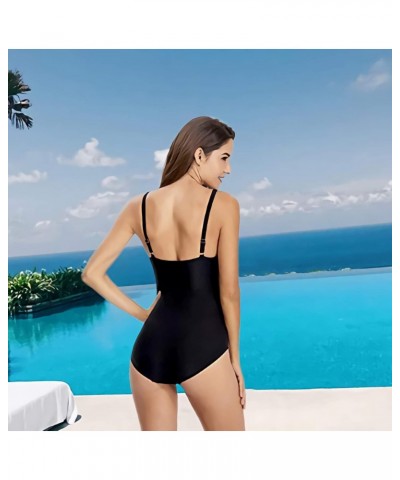 Womens One Piece Swimsuit Vintage Bikini Tummy Control Slimming Beach Swimwear Ruched Bathing Suits (Black,Large,) $13.33 Swi...