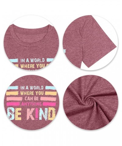 in A World Where You Can Be Anything Be Kind T-Shirt Women Inspirational Graphic Tee Casual Short Sleeve Tee Tops Pink $12.74...