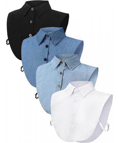 4 Pieces Fake Collar Detachable Dickey Collar Half Shirts Round Collar Blouse False Collar Top for Women Girls Outfits Blue, ...