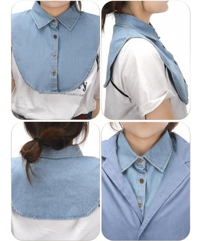 4 Pieces Fake Collar Detachable Dickey Collar Half Shirts Round Collar Blouse False Collar Top for Women Girls Outfits Blue, ...